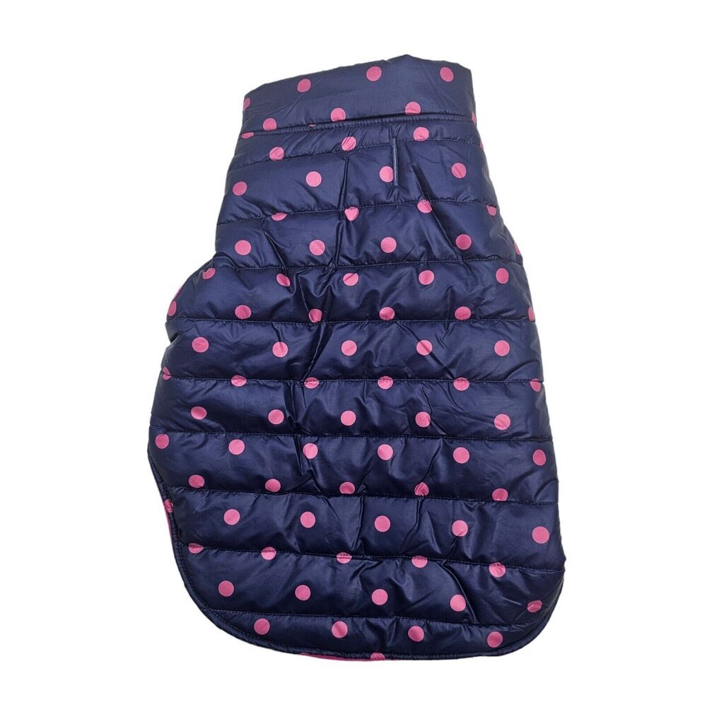 Dog Coat Winter Large Puffer Purple Pink Polka Dot Warm Jacket Fleece New